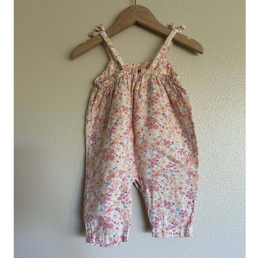 Nordstrom Floral Romper 6M Scandi Baby Bow Gauze Summer Minimalist Y2K Boho